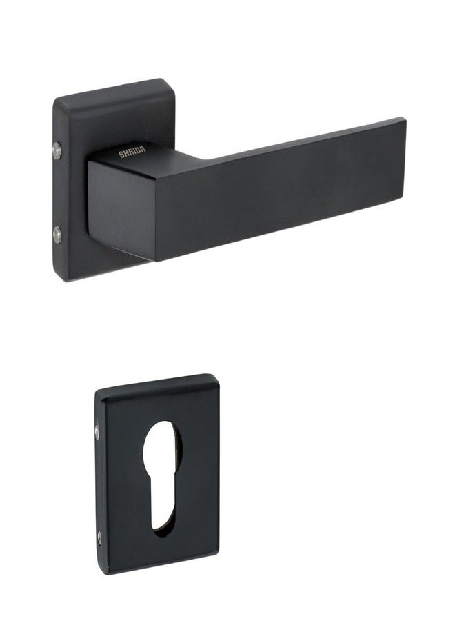 SHRIDA 423 Stainless Steel Door Handle on Rose | Dual-Tone Z Black & SS Finish | 52 mm Plate Size | Modern Ergonomic Design for Interior Doors - Image 1